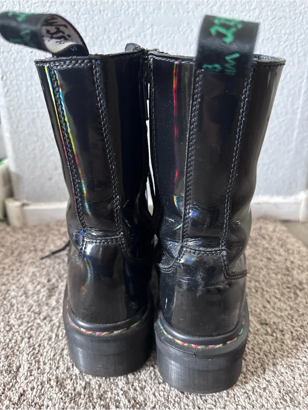 Rare Dr. Martens Jadon Hi Rainbow Holographic boot